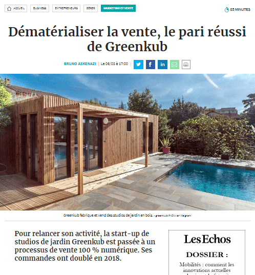 article dans les Echos sur Greenkub