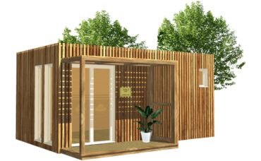 Bureau de jardin en bois pour du télétravail GreenkubModel 3D d'un studio de jardin de 15 à 20 mètres carrés Greenkub