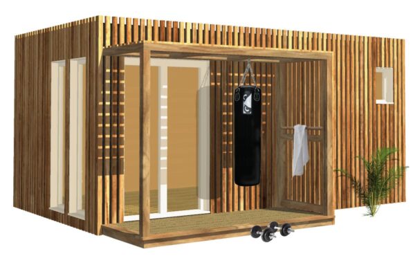 Salle de sport et de fitness dans un studio de jardin en bois Greenkub