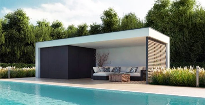 Pool house construit en structure semi-ouverte