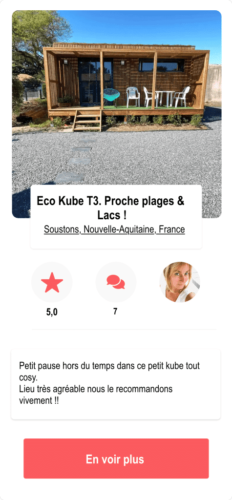 Eco Kube T3. Proche plages & Lacs !