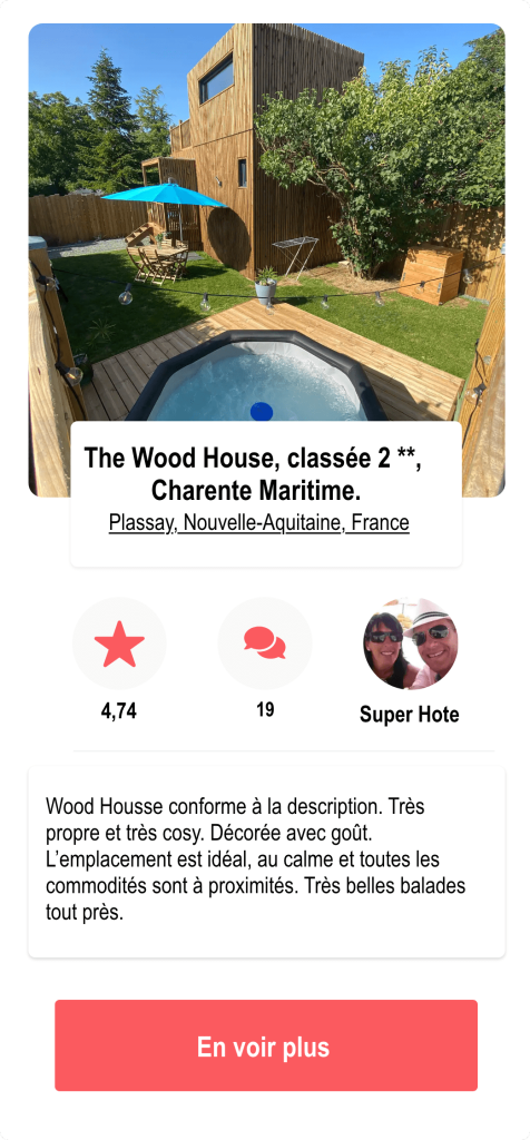The Wood House, classée 2 **, Charente Maritime.