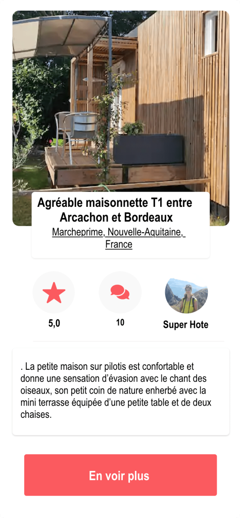 Agréable maisonnette T1 entre Arcachon et Bordeaux