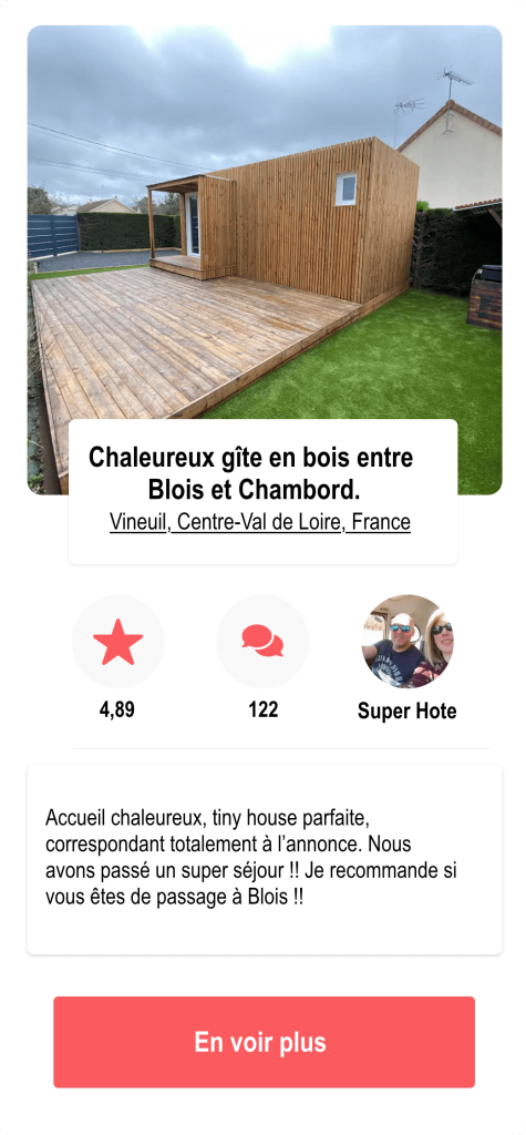Chaleureux gîte en bois entre Blois et Chambord.