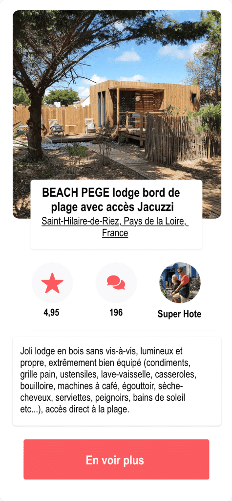 BEACH PEGE lodge bord de plage avec accès Jacuzzi