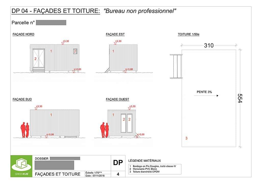 Plan des façades et toitures pour une déclaration préalable